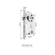 Serrure Encastrable Axe 60 mm, Entraxe 72 mm, Façade 235 x 22 mm