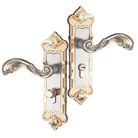 Poignée de Porte Intérieure sur Plaque Baroque à Clé, Doré et Argent