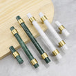 Poignée de Meuble Marbre Vert ou Blanc et Laiton, Entraxe 96 à 160 mm