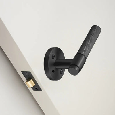 Poignée de porte noire rainurée en laiton massif – Design vertical minimaliste – Lot de 2 poignées