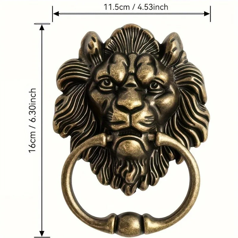 Heurtoir de Porte Tête de Lion en Zamak Bronze Antique, 16 cm, vue 4