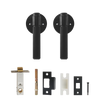 Poignée de porte noire rainurée avec verrou intégré – Design vertical en laiton massif