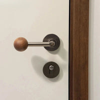 Poignée de Porte Noyer Massif, Béquille à Boule, avec ou sans Clé, vue 5
