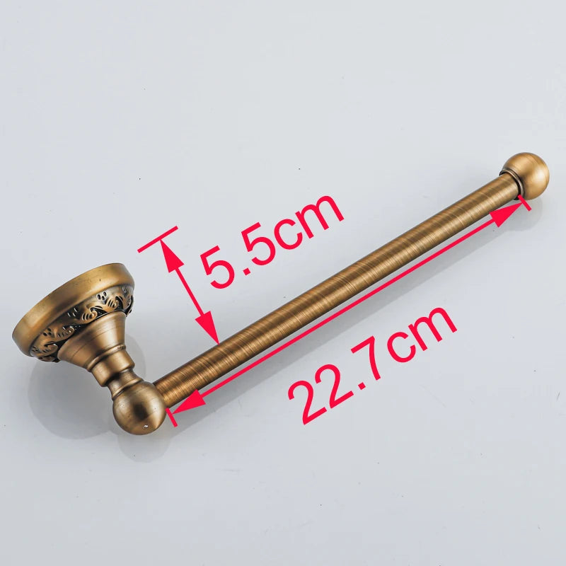 Porte-Serviettes Barre Murale en Aluminium, Finition Laiton Vieilli, Rosace Ciselée, 22,7 cm, vue 5