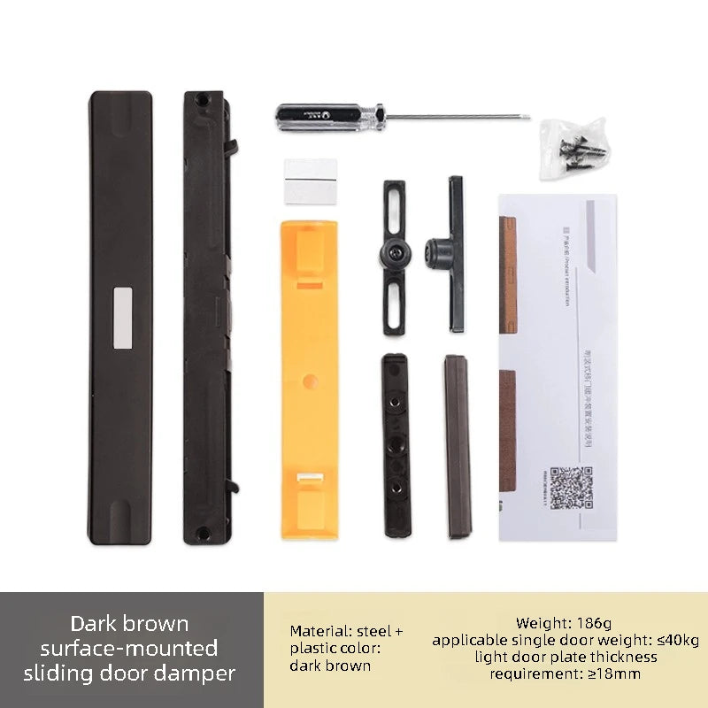 Ferme-Porte pour Porte Coulissante, Amortisseur Réglable Noir, Blanc ou Marron, vue 9