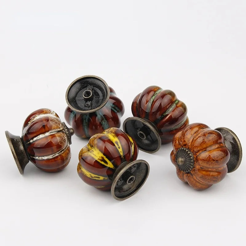 Bouton de Meuble en Céramique Forme Citrouille, Effet Léopard, 40 mm, vue 3