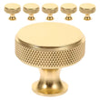 Bouton de Meuble Moleté Doré en Alliage d'Aluminium, Lot de 5, 30 mm