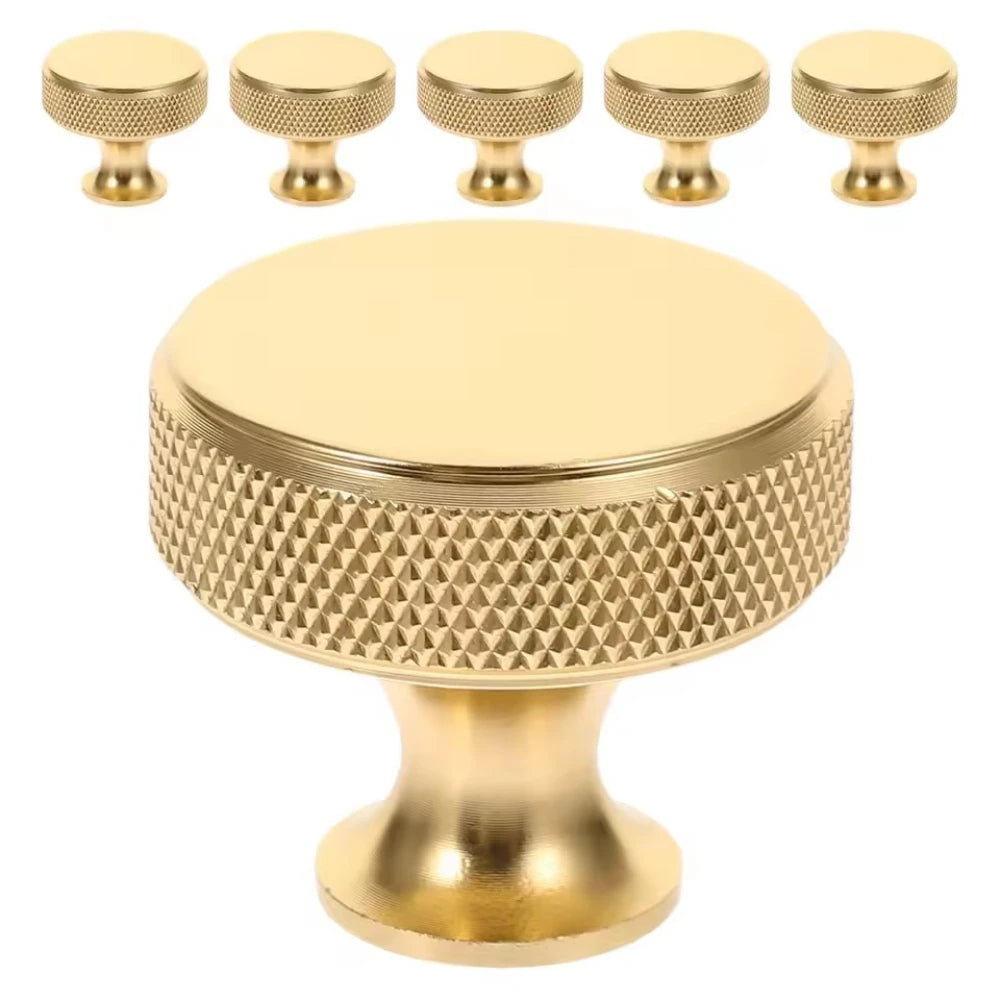 Bouton de Meuble Moleté Doré en Alliage d'Aluminium, Lot de 5, 30 mm