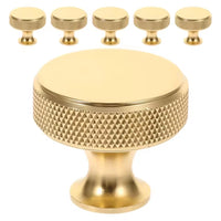 Bouton de Meuble Moleté Doré en Alliage d'Aluminium, Lot de 5, 30 mm