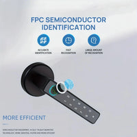 Serrure Connectée à Poignée Noire, Empreinte Digitale, Code et Clé, Bluetooth, vue 3