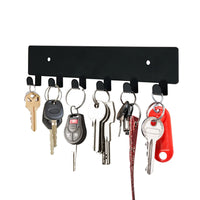 Porte-Clés Mural Noir en Métal, Barre à 6 Crochets, 22,6 cm, vue 2