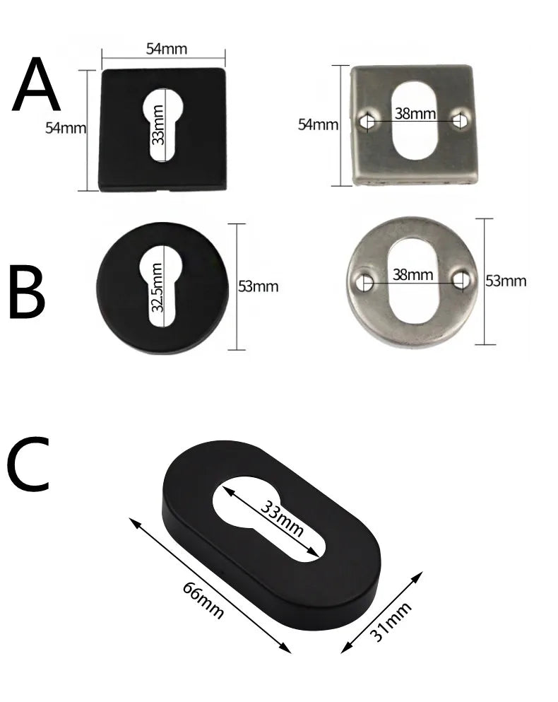 Rosace de Cylindre Européen en Inox, Lot de 2, Carrée, Ronde ou Ovale, vue 3
