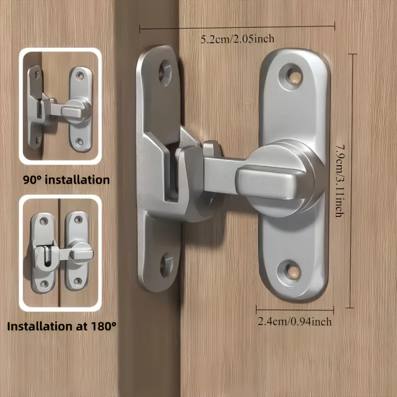 Verrou de Porte Pivotant à Loquet 90° ou 180°, Inox Noir, vue 2