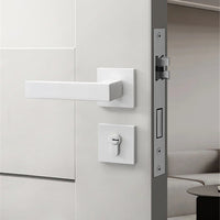 Poignée de Porte Blanche Béquille Droite avec Serrure, Aluminium, vue 2