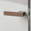 Poignée de Porte Rectangulaire Gris Mat à Insert Bois, sans Serrure