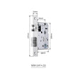 Serrure Encastrable Compacte Axe 50 mm, Entraxe 50 mm, Façade 147 x 22 mm