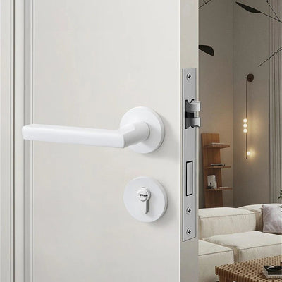 Poignée de porte blanche avec serrure en aluminium