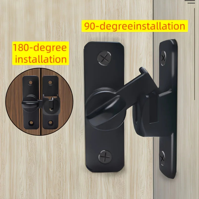 Verrou de Porte Pivotant à Loquet 90° ou 180°, Inox Noir, vue 4