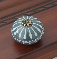 Bouton de Meuble Rond en Céramique Peinte, Motif Rayonnant, Six Couleurs, vue 8