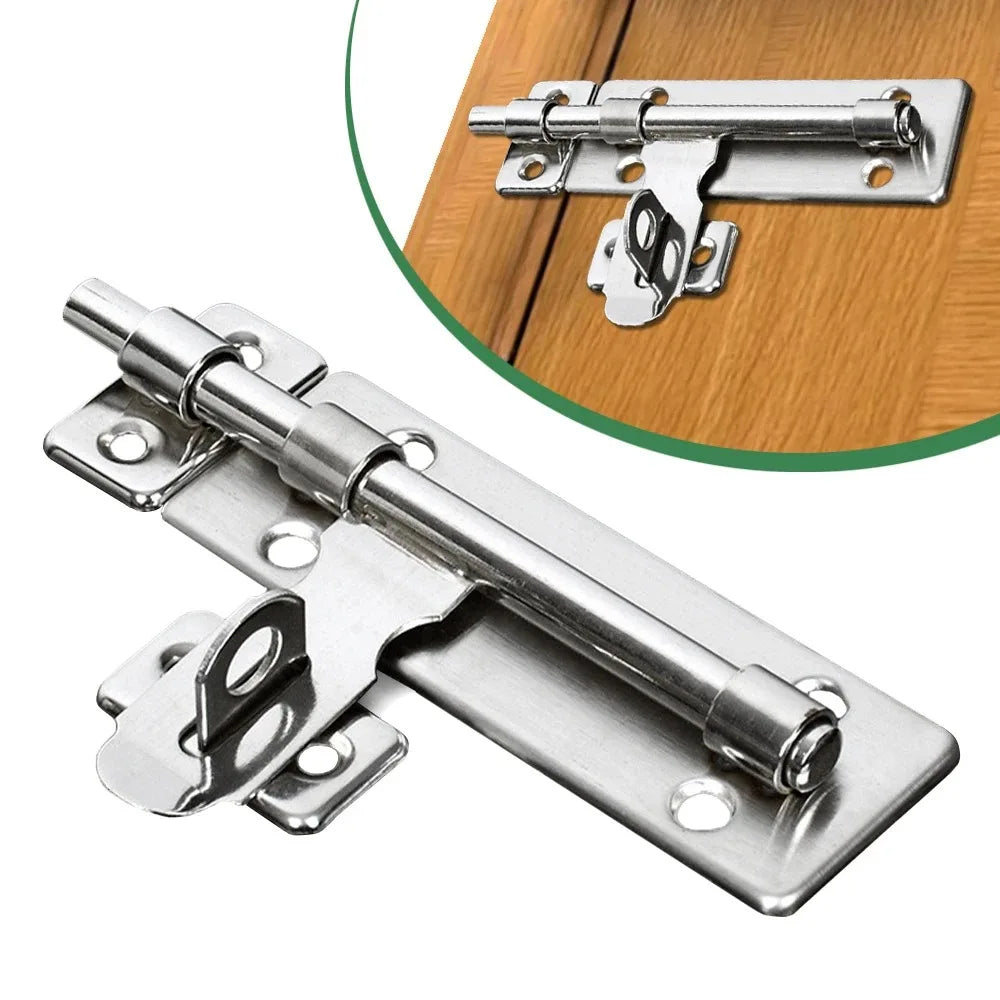 Targette Verrou Inox Brossé avec Moraillon pour Cadenas, Platine 70 x 22 mm