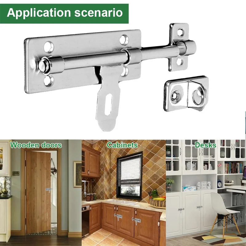 Targette Verrou Inox Brossé avec Moraillon pour Cadenas, Platine 70 x 22 mm, vue 6
