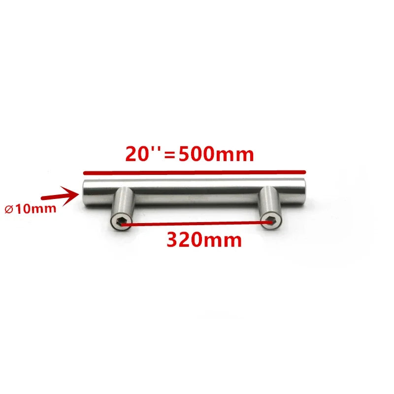 Poignée de Meuble Barre en T en Inox Argent, Entraxe 64 à 320 mm, vue 12