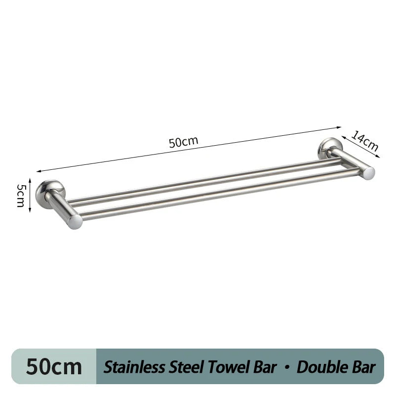 Porte-Serviettes Mural en Inox Chromé, Barre Simple ou Double, 50 ou 60 cm, vue 8