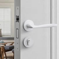 Poignée de Porte Blanche avec Serrure, Béquille Courbe en Aluminium