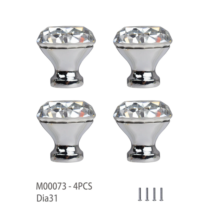 Bouton de Meuble en Cristal Taillé, Chromé ou Doré, Lot de 4, vue 7