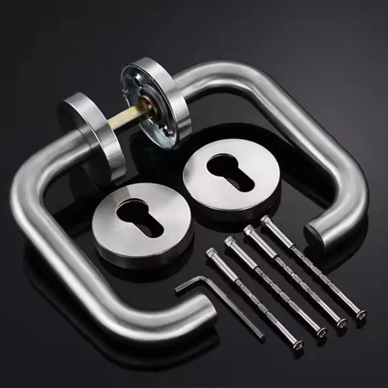 Poignée de Porte Intérieure Inox 304 sur Rosace, 3 Formes de Béquille