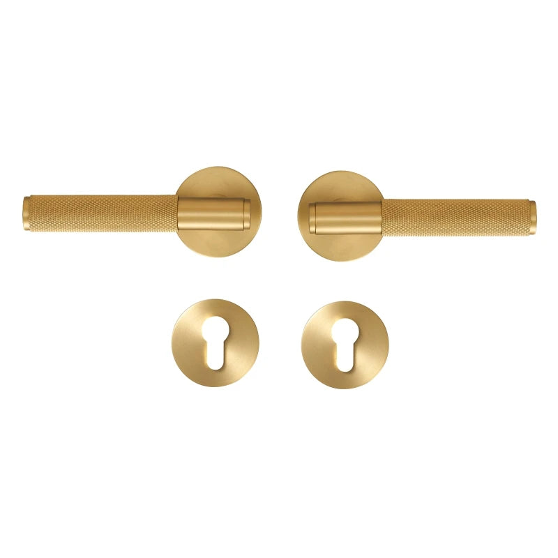 Poignée de Porte Laiton Moletée, 4 Finitions, Clé, Condamnation ou Passage, vue 24