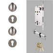 Bouton de Porte Ovale Rétro Argent Patiné avec Serrure à Clé