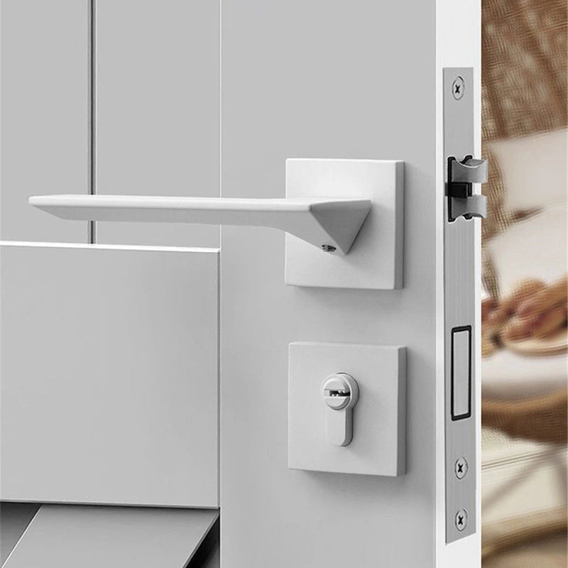 Poignée de porte aluminium blanche avec serrure carrée moderne
