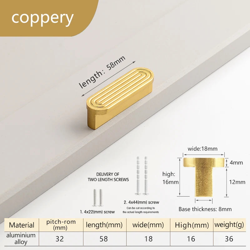 Poignée de Meuble Striée Dorée ou Noire, Entraxe 32 à 160 mm, vue 12