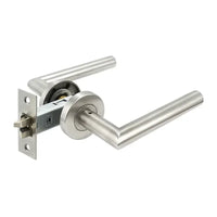 Poignée de Porte Intérieure Inox, Béquille Droite de 135 mm sur Rosace