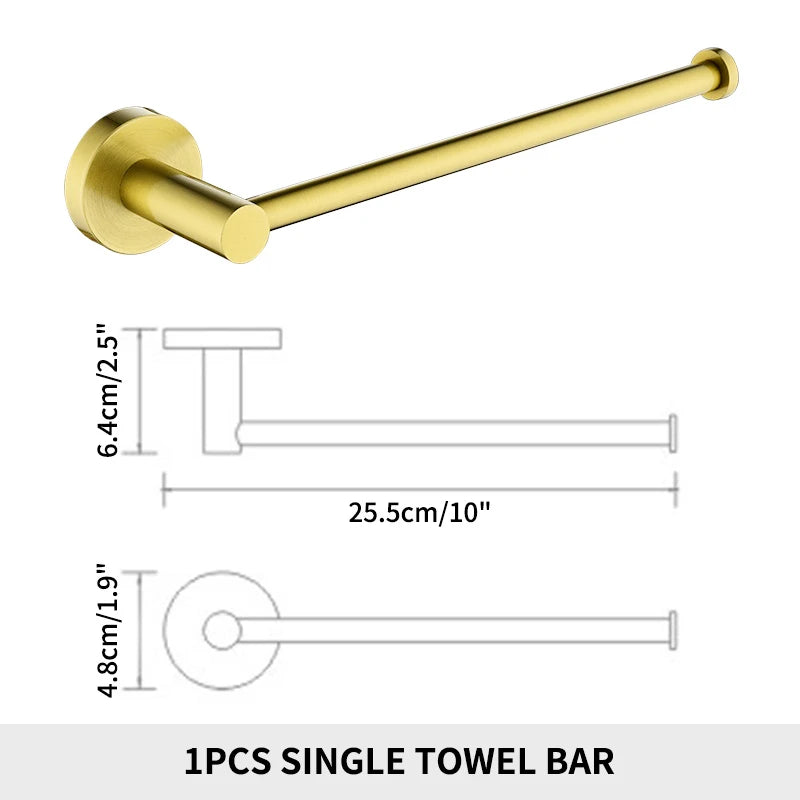 Porte-serviettes mural en inox 304, barre simple de 25,5 cm, 5 finitions, vue 9