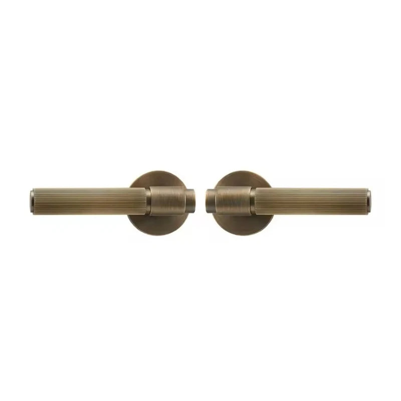 Poignée de Porte Intérieure Cannelée en Laiton Massif, Bronze, Brossé ou Poli