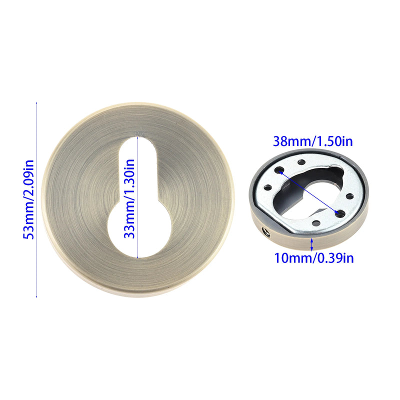 Rosace de Porte pour Cylindre Européen en Zamak, Ronde 53 mm, 8 Finitions, vue 8