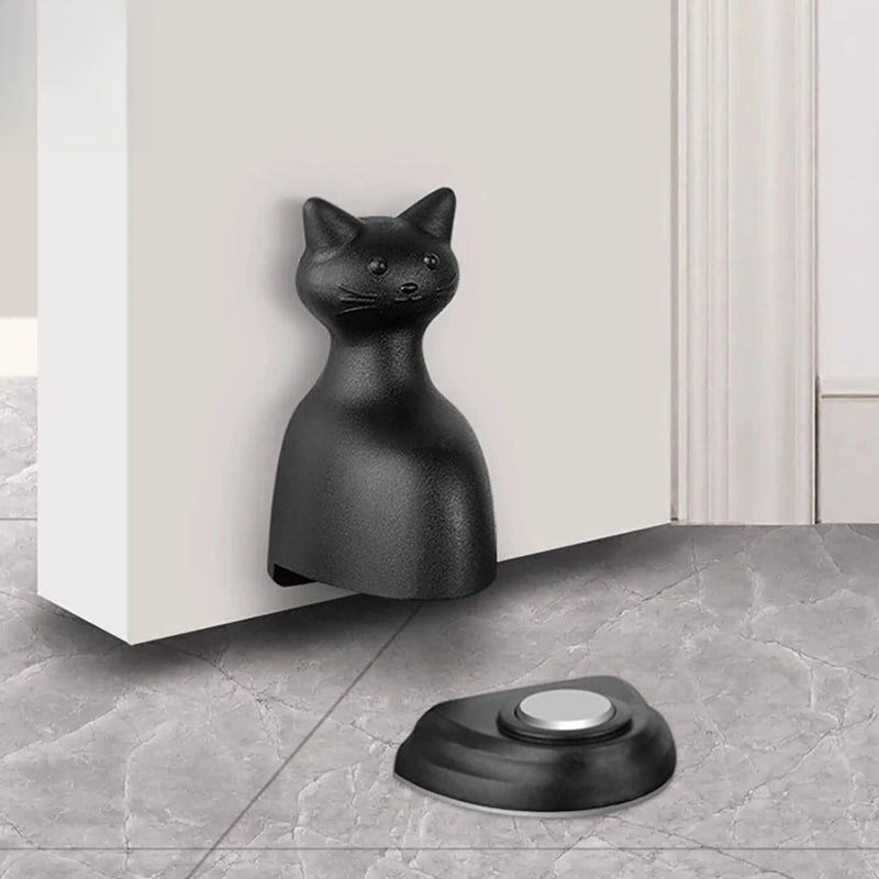 Butée de Porte Magnétique Chat Noir, Pose au Sol Sans Perçage, Adhésif Inclus, vue 3