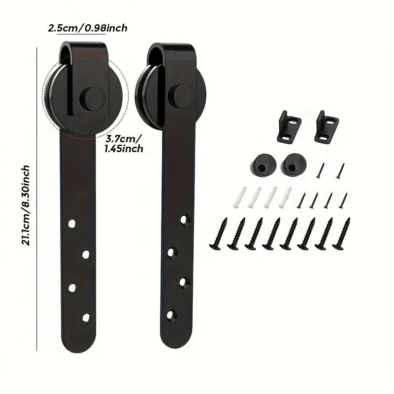 Kit Porte Coulissante Meuble TV ou Placard, Acier Noir, Sans Rail
