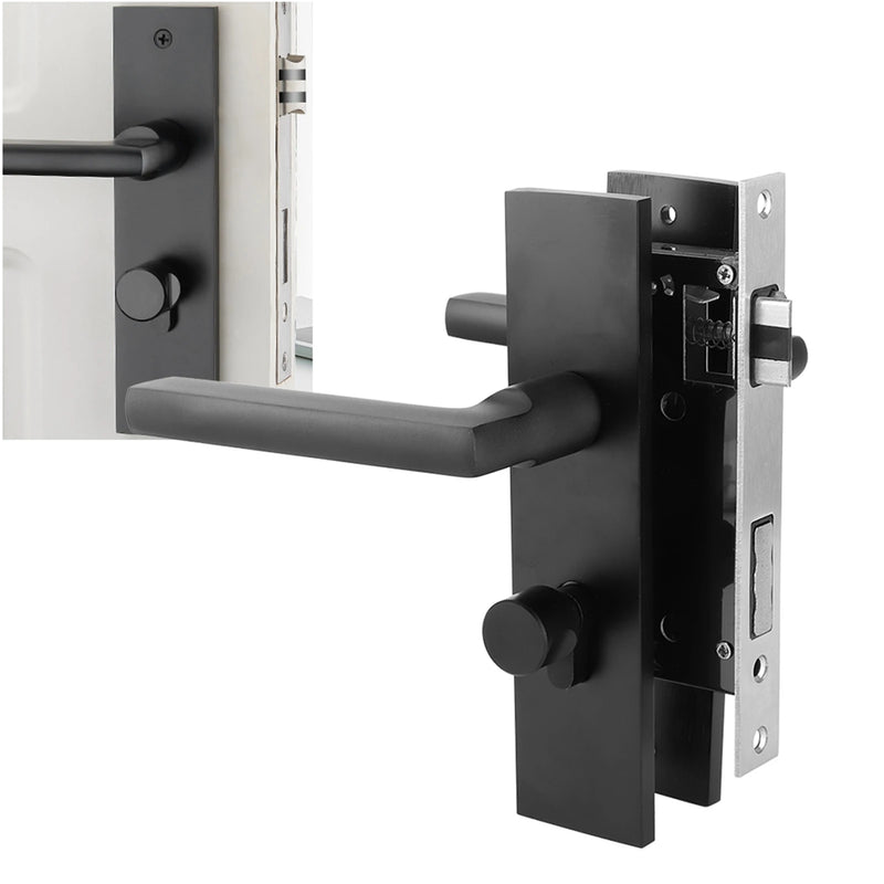 Poignée de Porte de Chambre à Clé sur Plaque Noire, 3 Clés