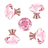Bouton de Meuble Diamant en Cristal Rose 30 mm, Lot de 5 ou 10
