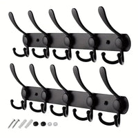 Patère murale à 5 triples crochets en inox noir, barre de 40 cm, vue 8