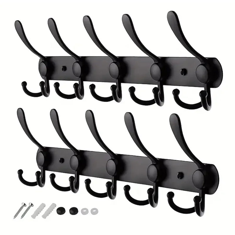 Patère murale à 5 triples crochets en inox noir, barre de 40 cm, vue 8