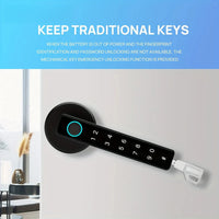 Serrure Connectée à Poignée Noire, Empreinte Digitale, Code et Clé, Bluetooth, vue 6