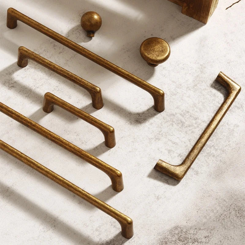 Poignée de Meuble Vintage Bronze Vieilli en U, Entraxe 76 à 320 mm, Bouton Assorti
