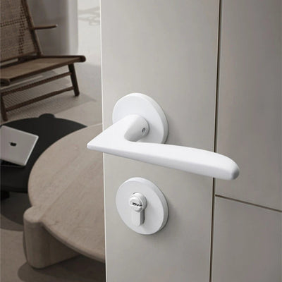 Poignée de porte intérieur blanche avec serrure en aluminium moderne