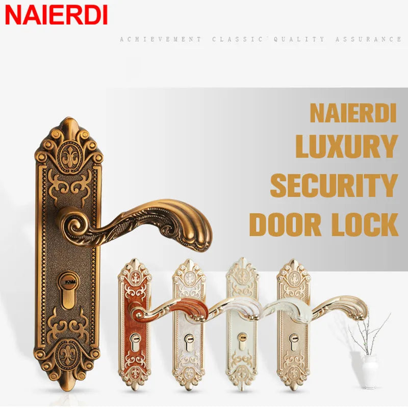 Poignée de Porte Baroque sur Plaque avec Serrure à Clé, 4 Finitions, vue 3