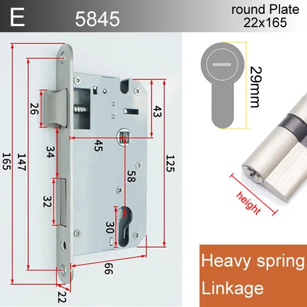 Serrure Encastrable à Larder pour Cylindre, Entraxe 58 mm, Axe 40 à 50 mm, vue 7