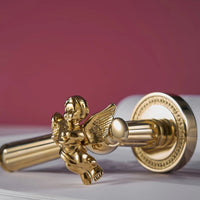 Poignée de Porte Dorée à Ange Sculpté, Style Baroque, Serrure à Clé, vue 2